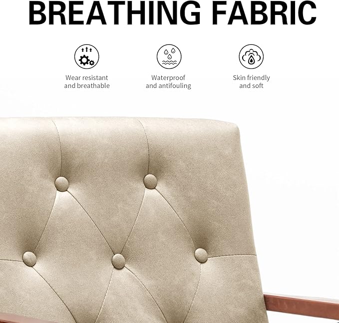 UNICOO - Modern Accent Chairs Mid-Century Armchair Living Room Chairs Leisure Chair with Metal Legs Reception Side Chairs (ZKL-222K-Beige)