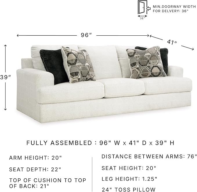 Signature Design by Ashley Karinne Coastal Sofa with Non-skid Legs White