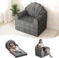 Folding Sofa Bed with Back Support 2-in-1 Convertible Futon Sleeper Chair for Adult 75 D x 34 W Fold Out Bean Bag Floor Foam Lounger Couch for Living Room Bedroom Small Space Grey