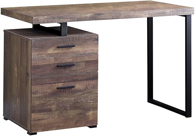 Computer Desk Home Office Laptop Left Right Set-up Storage Drawers 48 l Work Brown Laminate Black Metal Contemporary Modern