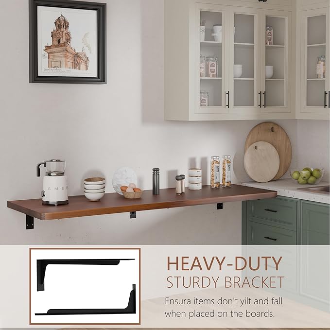 Floating Wall Mounted Table Desk with Pine Wood72 x 22 Workbench for GarageHome Office Desks with Heavy Duty BracketsWork Table for KitchenDiningLaundry (60 * 22 * 6.8 Inch)