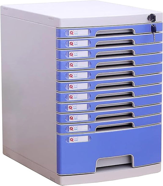 File Cabinet Desktop Organiser 11 Drawer with Key Mobile File Cabinets Extension Organizer (Color : Blue Size : 11.61x15.51x16.92inch)