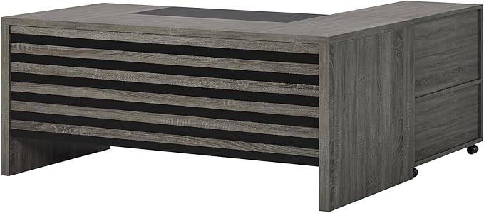 Tribesigns 62.2 Executive Desk with Mobile File Cabinet L-Shaped Office Desk with Storage Shelves Large Computer Table Business Workstation Set for Home Office Grey
