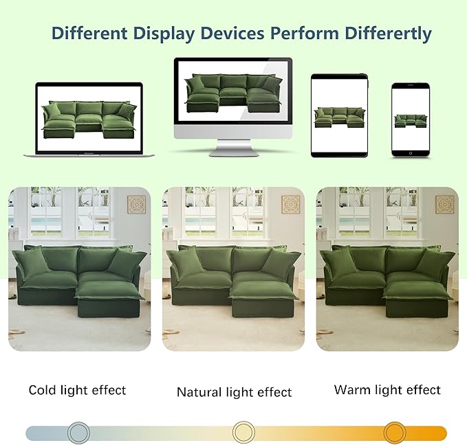 Modern Single Sofa Chair with Ottoman 49 Slipcovered Armchair Oversized Upholstered Accent Chair Comfy Cloud Deep Seat Sofa with 2 Throw Pillows for Living Room Apartment Chenille Green