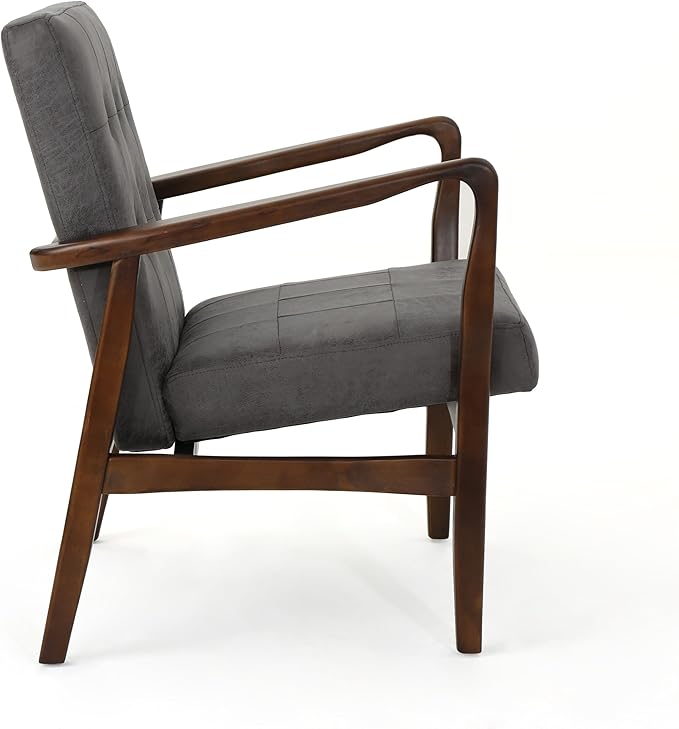Club Chair Mid Century Modern Microfiber Club Chair with Wood Frame Accent Chairs for Living Room/Bedroom/Office/Cafe
