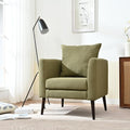 TRIPLE TREE Modern Accent Chair Upholstered Tufted Side Chair Single Chair Mid Century Reading Chair Armchair with Solid Wood Legs for Living Room Bedroom Study Waiting Room (Olive Green)