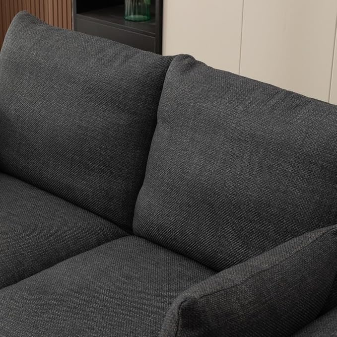 Panana Loveseat Sofa 2 Seater and 3 Seater Modern Couch Fabric Couch with Under Storage Seat CushionTrack Armrest Comfy Couches for Small Spaces Living Room (Dark Gray Linen Fabric 3 Seater)