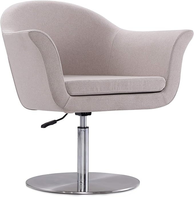 Manhattan Comfort Voyager Adjustable Swivel Accent Chair Set of 2 with 360° Turn Mid-Century Modern Design Woven Upholstery and Removable Cushion Ideal for Living Room or Home Office Barley