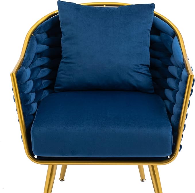 Velvet Accent Chair Modern Upholstered Armchair Tufted Chair with Metal Frame Single Leisure Chairs for Living Room Bedroom Office Balcony