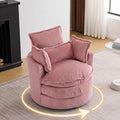 Karl home Swivel Barrel Chair-Corduroy360 Degree Modern Lounge Armchair ChairComfy Round Accent Single Sofa Chair with 3 Pillows for Living RoomBedroomLoungeHotelPink