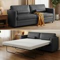 Mjkone 79 W Queen Size Faux Leather Pull Out Sofa Bed Queen 2-in-1 Sleeper Sofa with Memory Form Mattress Modern Loveseat Couch Beds Pullout Couch Bed for Living Room Apartment Studio Grey