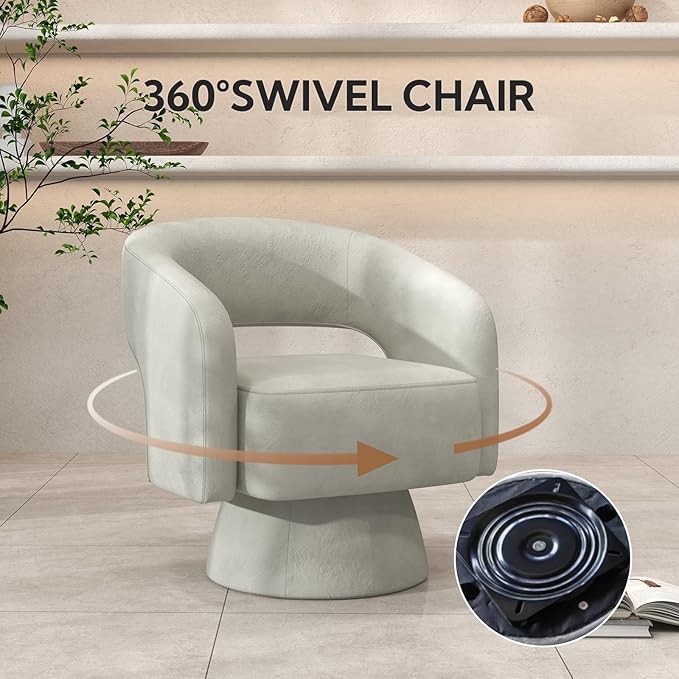 ANJ Swivel Accent Chair Set of 2 Modern Luxury Velvet Accent Chair Comfy Round Armchiars 360 Degree Swivel Barrel Chairs for Living Room Bedroom Office Grey