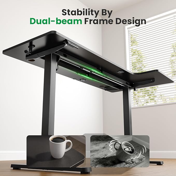 L-Shaped Standing Desk - 63 Inch Adjustable Corner Standing Desk with Flexible Monitor Stand Electric Sit Stand Computer Table with Memory Controller for Home Office
