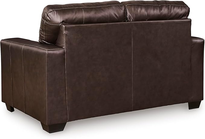 Signature Design by Ashley Santorine Transitional Tufted Leather Match Loveseat Dark Brown