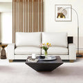 Faux Leather Couch Mid Century Modern Comfy Loveseat Sofa with Wide Arm Side Pockets Solid Wooden Frame for Office Living Room and Bedroom 3 Seater (White 88.58 inches)
