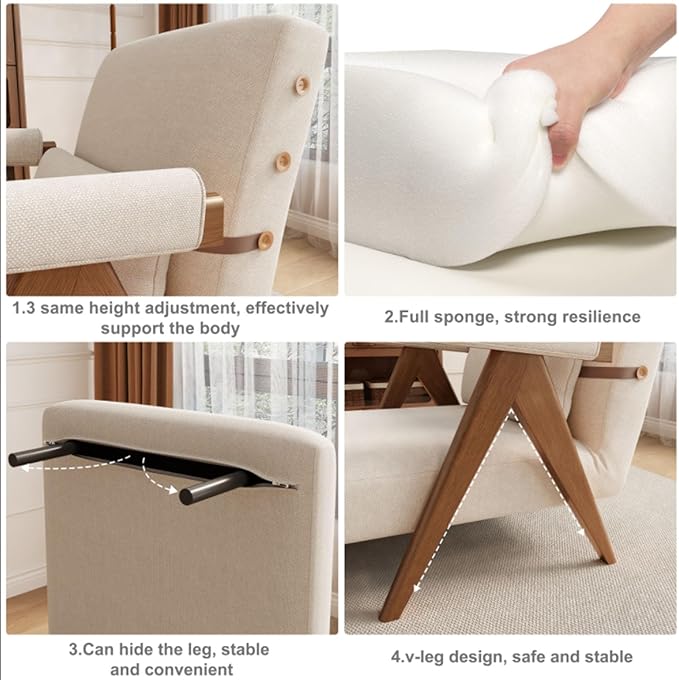 AQIMUELE Convertible Sleeper Chair 3-in-1 Single Sofa Bed for AdultsPull Out Lounge Sleeper ChairsFoldable with Adjustable Backrest (D31.8 x W24 x H31.8 inch(Beige))
