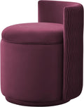 360° Swivel Velvet Vanity Chair with Storage Barrel Makeup Chair with Wave Back No Assembly Vanity Stool Small Accent Chair for Living Room Burgundy