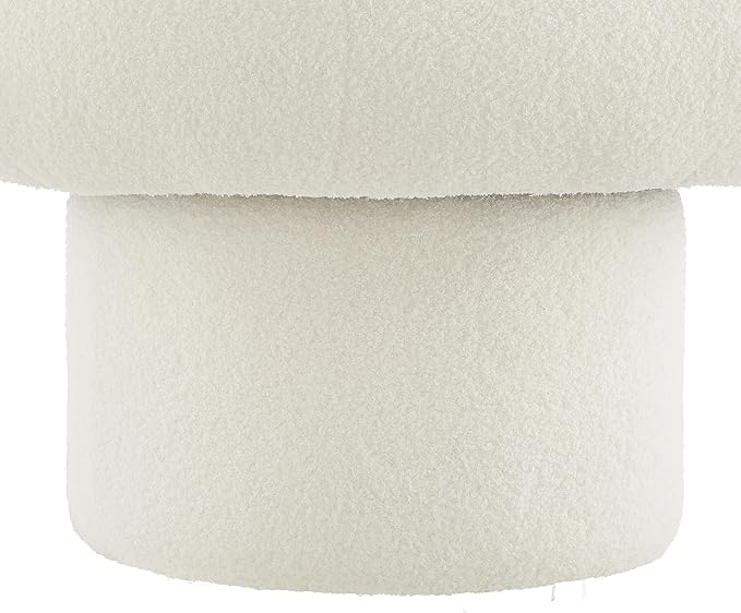 Christopher Knight Home Kayah Upholstered 360° Swivel Accent Chair Teddy Fleece Swivel Barrel Chair Modern Vanity Chair for Living Room Bedroom White