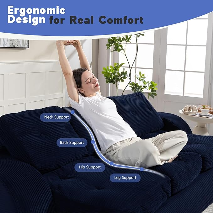 from Couch to Cloud: 3-Seater Boneless Sofa Bed for Small Spaces Cozy Tufted Corduroy Sleeper for Modern Adults No Assembly Needed Ships Compressed