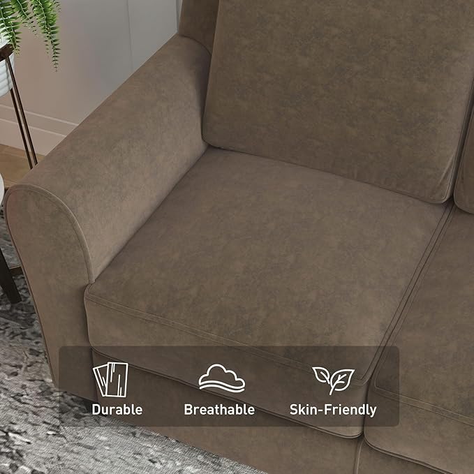 Bonzy Home 2 Piece Sofa Set 2-Seater and 3-Seater Sofa Couch Modern Comfy Sofa with Thicked Cushion for Living Room Apartment Office Brown