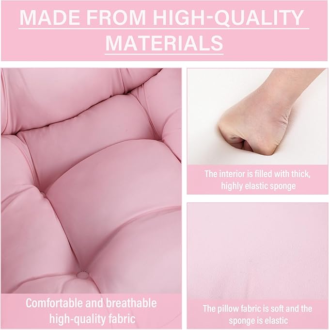 Lazy Chair with Ottoman Comfy Reading Lounge Chair with Footstool &amp Throw Pillow Modern with Armrests &amp Side Pocket for Living Room Bedroom Dorm Room Pink