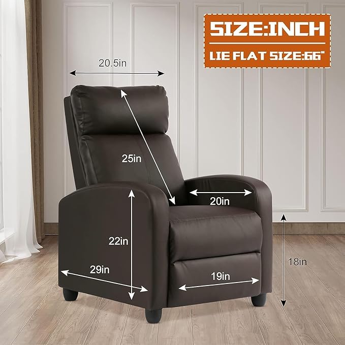 Electric Massage Chair Recliner Chair for Living Room Massage Recliner Adjustable Remote Controlled Leather Massage Chair Single Home Seating for Adults with Footrest Pockets (Brown)
