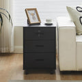 TUKAILAi Mobile File Cabinet with 3 Drawers Lockable Storage Unit Wooden Rolling Office Filing Cabinet with Wheels for Legal/Letter/A4 Sized Documents Home Office (Black 1PCS)