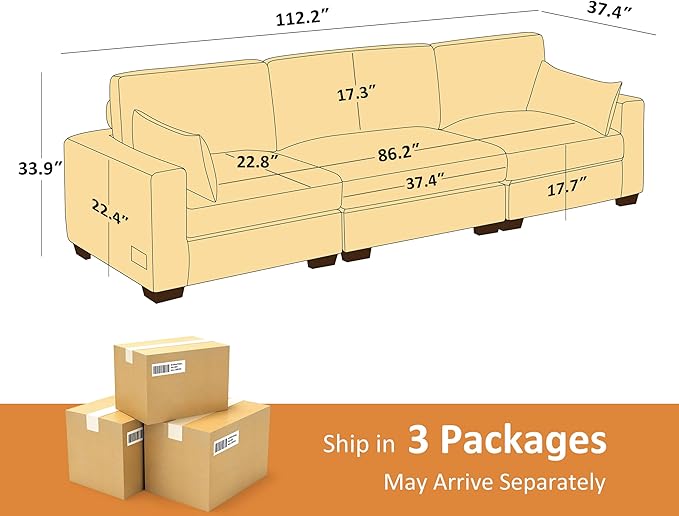 VANOMi Large Modular Sectional Sofa Oversized Couch with Charging Station Cloud Couch Deep Seat Sofa with Thick Cushion Convertible Sectional Couches for Living Room Office Apartment