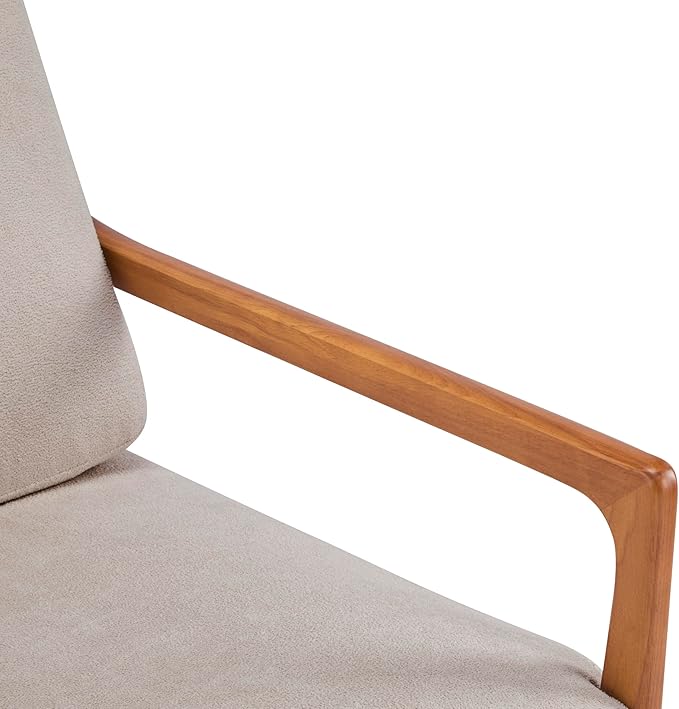 Merax Mid Century Modern Accent Chair High Back Armchair with Light Gray Upholstered Cushions and Solid Wood Frame Ergonomic Lounge Chair for Living Room/Bedroom/Reading Nook