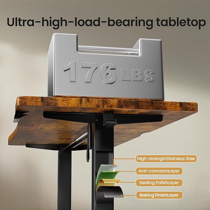 Veken 63 x 28 Inch Electric Standing Desk Sit to Stand Up Work Home Office Computer Table for Study Walking Pad Writing and Games Wooden Desktop Desks Brown