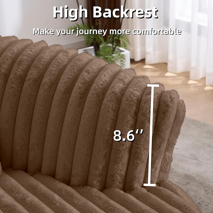 Oversized Upholstered Chaise Lounge Chair Indoor Corduroy Deep Seat Accent Chair Plush Boneless Barrel Sofa Chair for Living Room Bedroom Apartment (Brown 57 Inch)