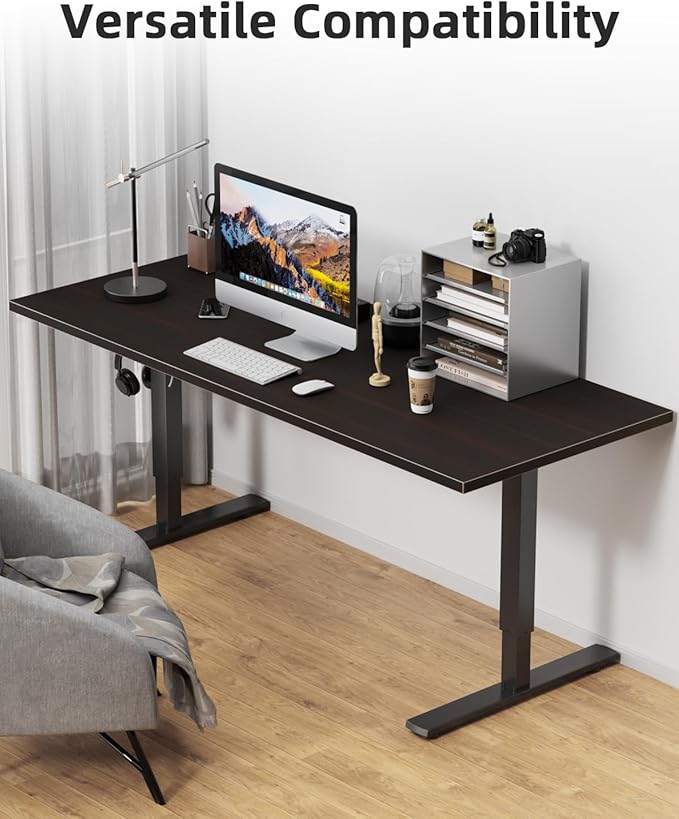 Universal 43 x 24 One-Piece Particle Board Table Top 1 Thick Desktop for Stand Up Height Adjustable Desk Frames Home Office Tabletop Countertop DIY Smokey Oak