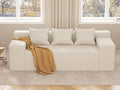 PurrJoys Modular Sectional Sofa 3 Seater 105 Deep Seat Corduroy Lounge Sofa with Movable Cushions Modular Couch for Small Spaces Living Room Bedroom Apartment Office - Beige