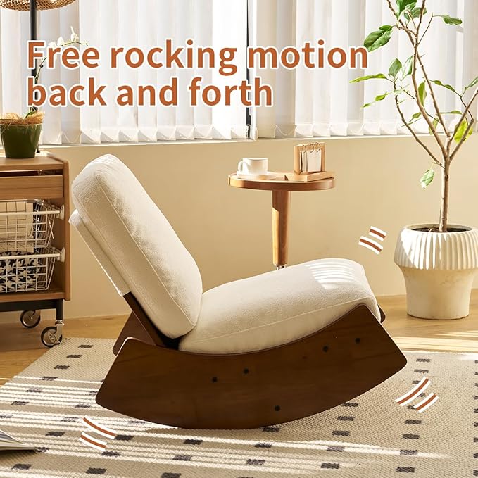 Corduroy Cozy Glide Rocking Chair: Ergonomic Comfort Smooth Motion Retro Style for Nursery Living Room or Bedroom