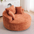 54.3″ Round Swivel Couch Plush Chenille Deep Seat Cozy Reading Chair XL Modern Oversized Swivel Accent Barrel Chair for Living Room Bedroom Lounging (Orange)