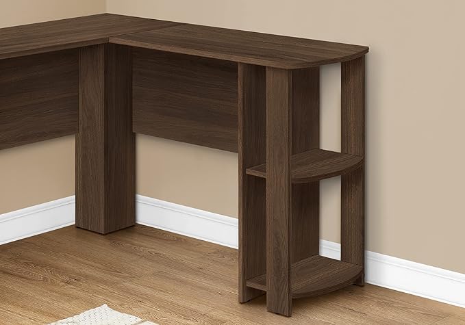 Computer Desk Home Office Corner Storage Shelves 48 l L Shape Work Laptop Brown Laminate Contemporary Modern