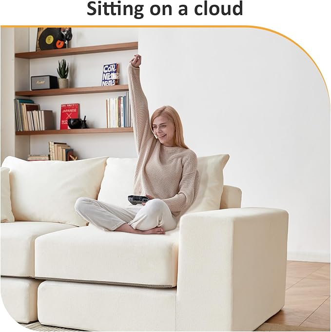 Modular Sectional Loveaeat Cloud Sofa Boneless Couch with Non Slip Base Modern Sleeper Sofa for Customizable Living Spaces Cozy Modular Couch with L-Shape Chaise Deep Seat &amp No Assembly Beige