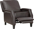 Lexicon Pushback Recliner Chair Faux Leather Armchair Push Back Recliner Nailhead Trim Solid Wood Legs Easy Assembly for Living Room/Office/Apartment Dark Brown