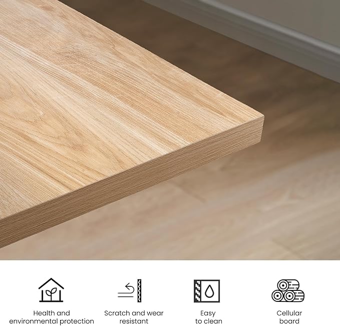 70.9Inch Office Desk Executive Office DeskModern Industrial Style Z-Shaped Table Legs Country Black Wood Grain Top for Home Office Study Conference (Natural)