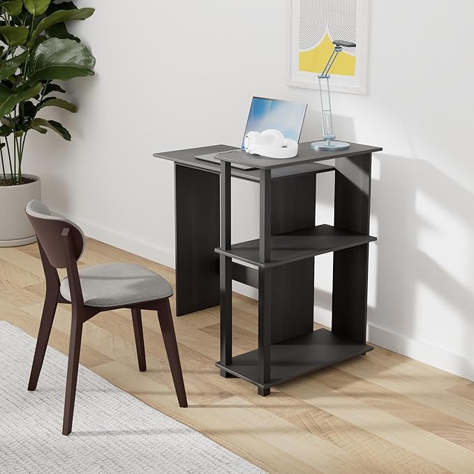 Furinno Abbott Corner Computer Desk with Bookshelf Espresso/Black