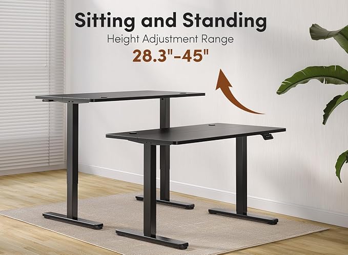 Electric Standing Desk 48 x 24 Adjustable Height Stand up Desk Sit Stand Up Desk for Home Office &amp Computer Workstation Black
