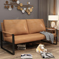 AWQM PU Leather Love Seats Sofa 45 Mini Upholstered Couch for Small Space Modern Accent Chair with Armrest &amp Removable Cushions 2-Seater Lounge for Living Room Office (Brown) (CXY45I2SLS-BW)