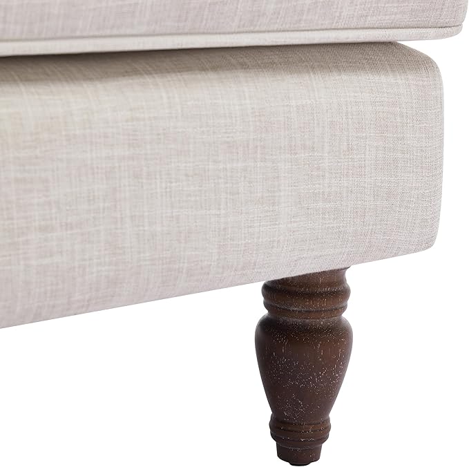 Merax Modern Mid Century Upholstered Living Room Sofa Chair Cozy Fabric Accent Armchair with Sturdy Legs Easy Assemble Cream