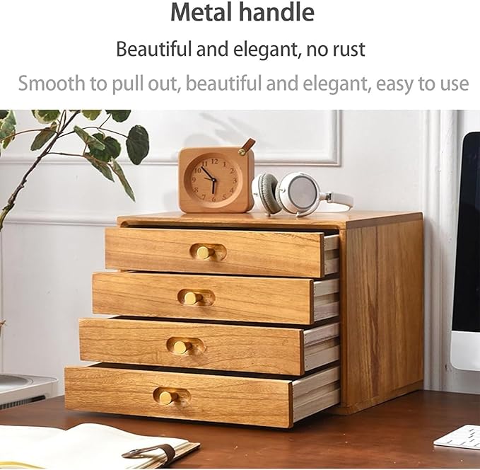Wood File Cabinets - Wooden Desktop Multilayer Drawer Jewelry Box Office Supplies Storage for Home &amp Workspace Stylish Countertop Solution