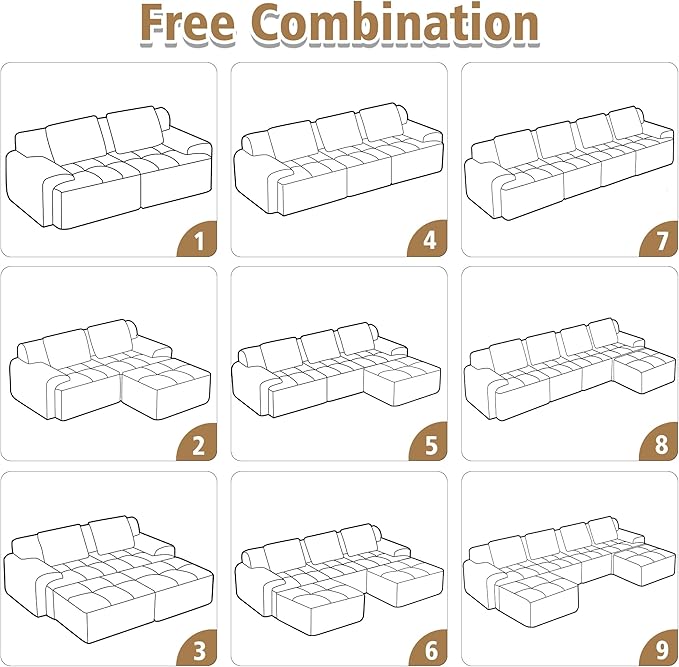KIGOTY Modular Sectional Sofa Set 5 PCS Comfy Cloud Sectional Couch with Deep Seat Sleeper Sofa Bed with Ottoman Modern Boneless Couch for Living Room No Assembly RequiredBlack