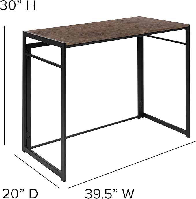 EMMA + OLIVER 40 Rustic Home Office Folding Computer Desk - Laptop Desk