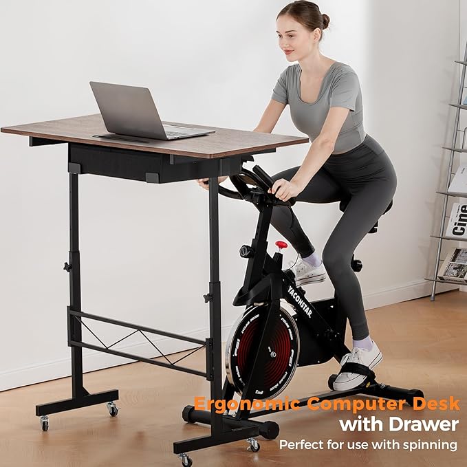 COMHOMA Small Standing Desk Adjustable Height Small Computer Desk Mobile Portable Rolling Laptop Table with Wheels 32 Computer Workstation Sit Stand Desks Portable Standing Table Treadmill desks