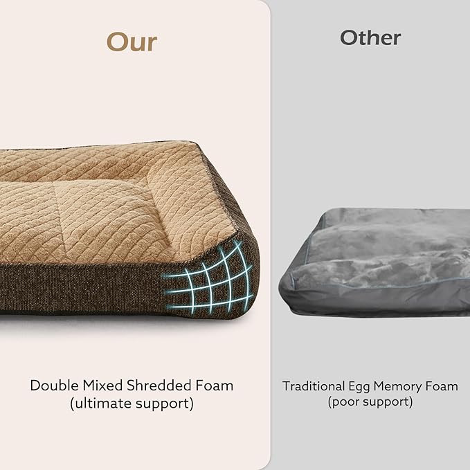 JOEJOY XL Orthopedic Dog Beds Large Sized Dog Extra Thick Supportive Big Dogs Couch Bed with Sides Ultra Soft Pet Bed Sofa for Large Dogs Brown 42''x30''