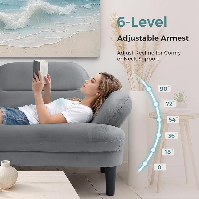 79” Futon Sofa Bed Sleeper Sofa Convertible Sofa Bed with Adjustable Backrest and Armrests Luxury Velvet Cloud Loveseat Convertible Recliner Sleeper Sofa for Living Room Bedroom Apartment Green