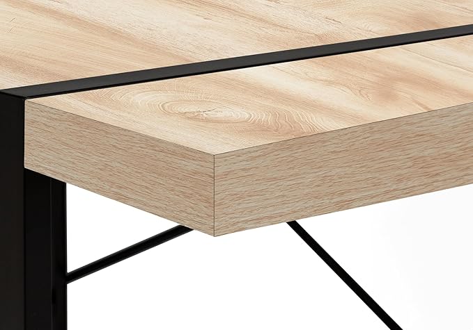 Monarch Specialties 7658 Computer Desk Home Office Laptop 48 L Work Metal Laminate Natural Black Contemporary Modern Desk-48 49 L x 23.75 W x 30 H